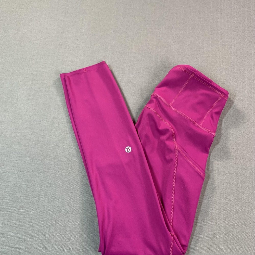 Lululemon‎ Athletica Leggings Womens 4 Pink High Rise Ankle Pocket Yoga Running